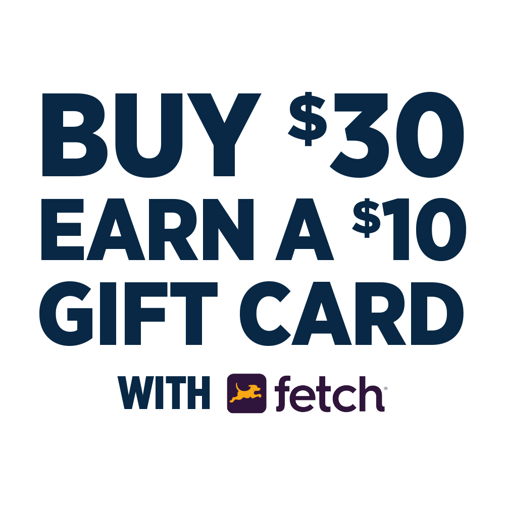 Buy $30, earn a $10 gift card with Fetch