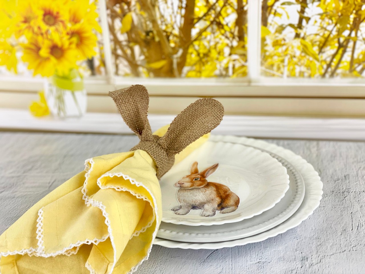 DIY Burlap Easter Bunny Napkin Ring