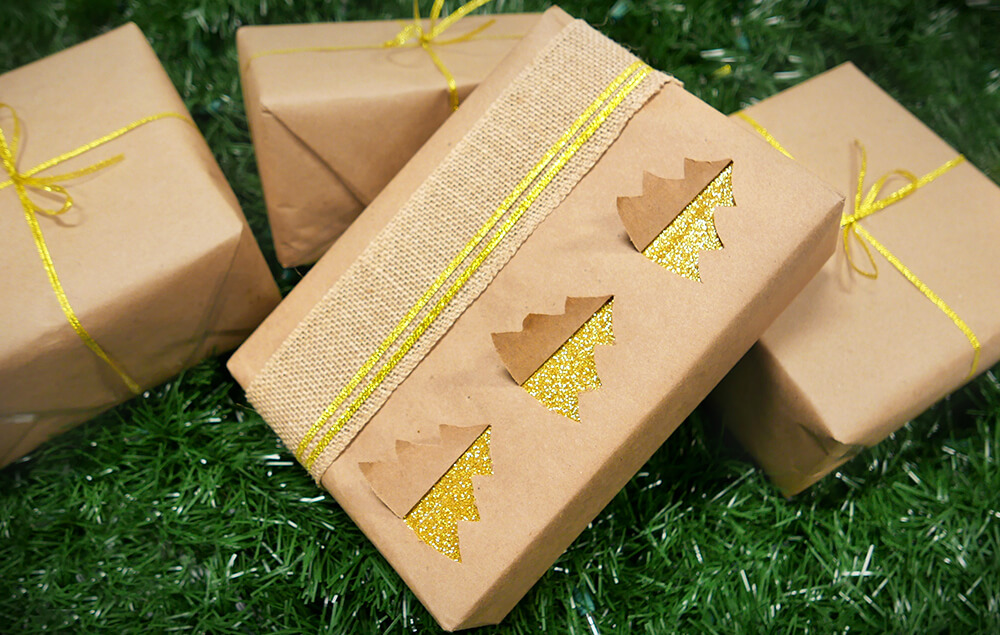 Kraft Gold Glittered Gift Wrap