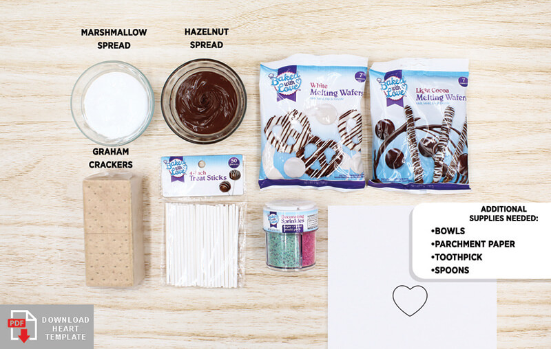 photo of needed supplies for valentine s'more pops recipe craft 
