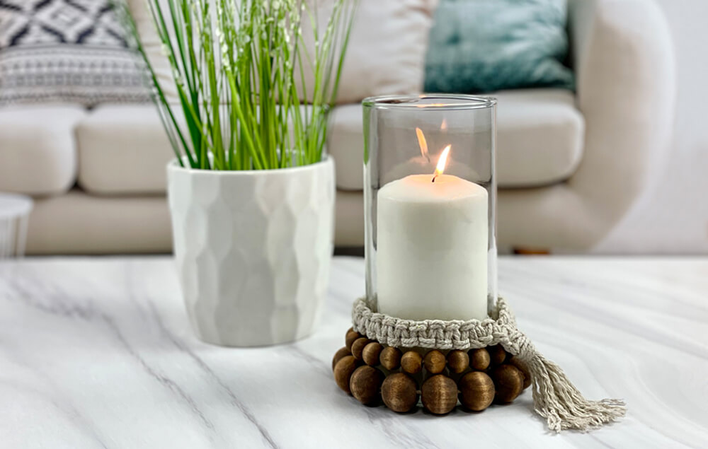 DIY Wood Bead Candle Holder