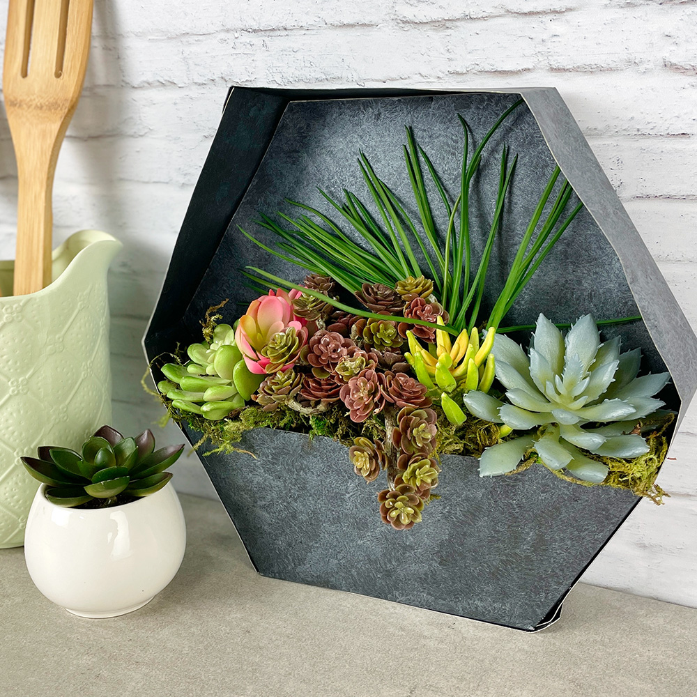 Faux Metal Succulent Planter