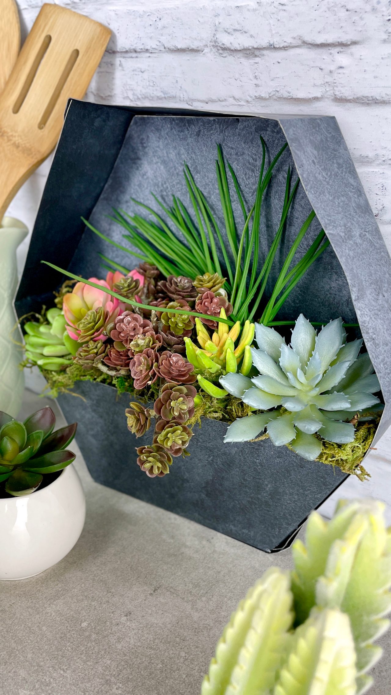 Faux Metal Succulent Planter