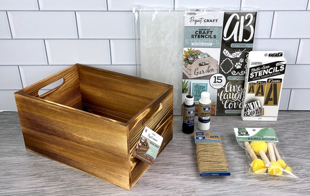 Stenciled Wood Crate