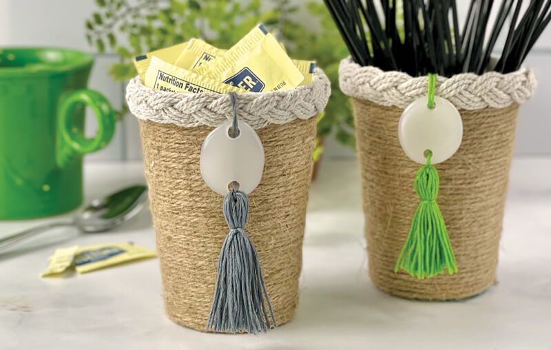 woven tassel basket