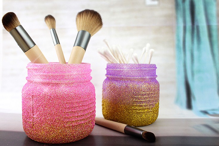Cute Makeup Brush Holders DIY with Glitter! - Leap of Faith Crafting