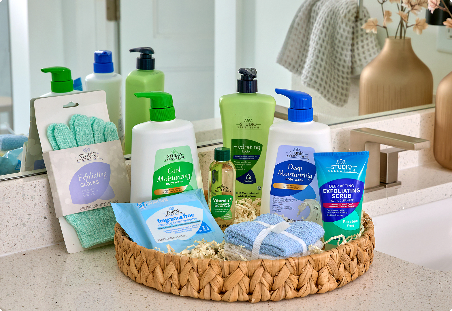 Studio Selection — Exfoliating Gloves, Cool Moisturizing Body Wash, Hydrating Lotion and Exfoliating Scrub Cleanser