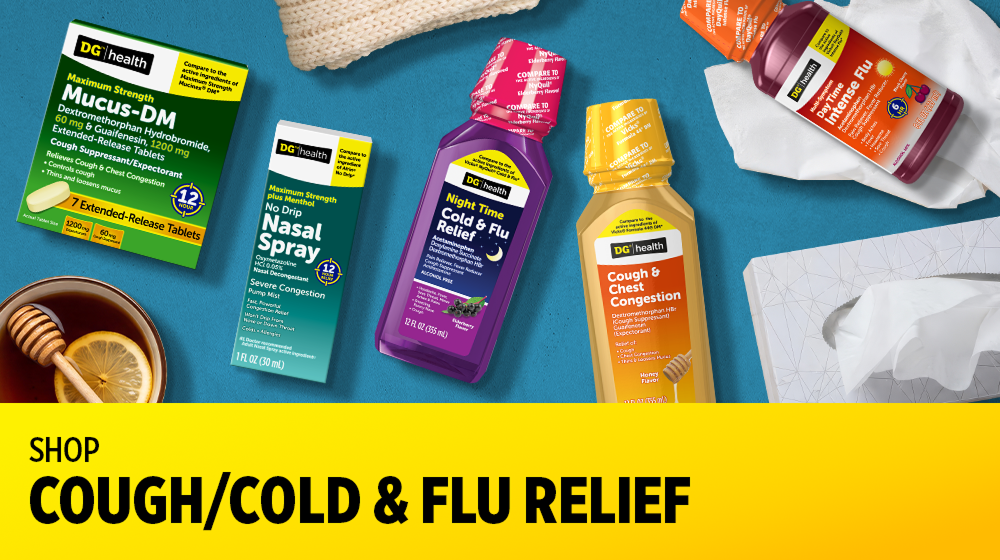 Shop Cough/Cold & Flu Relief — DG Health cough, cold, flu, nasal spray, and congestion remedies