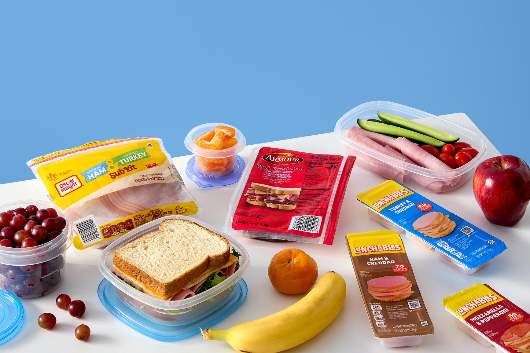 Fresh Starts for School Days — Lunchables, sandwich ingredients, fruit and packed lunch essentials