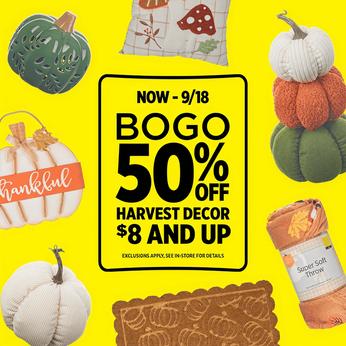 Harvest BOGO 50% Off -  Now - 9/18