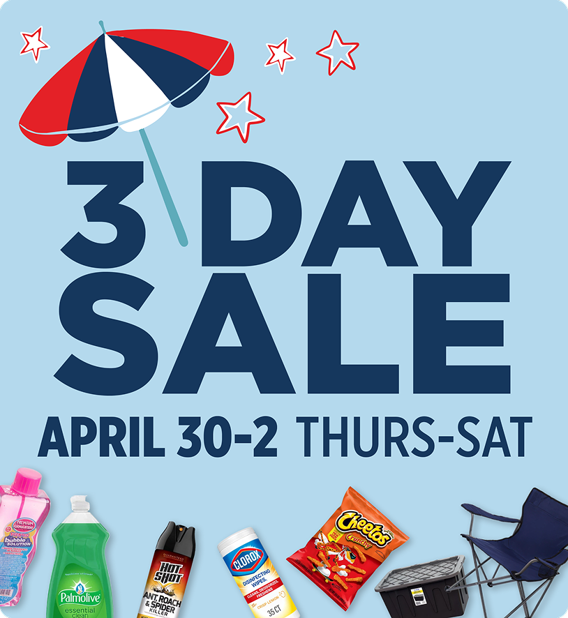 3 Day Sale, 4/30-5/2
