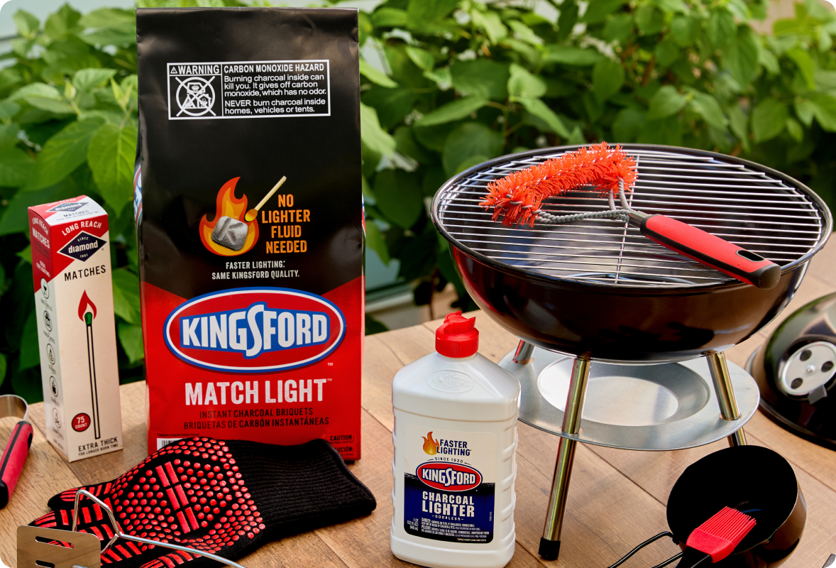 Kingsford Match Light — instant charcoal briquets, no lighter fluid needed with grilling tools and supplies