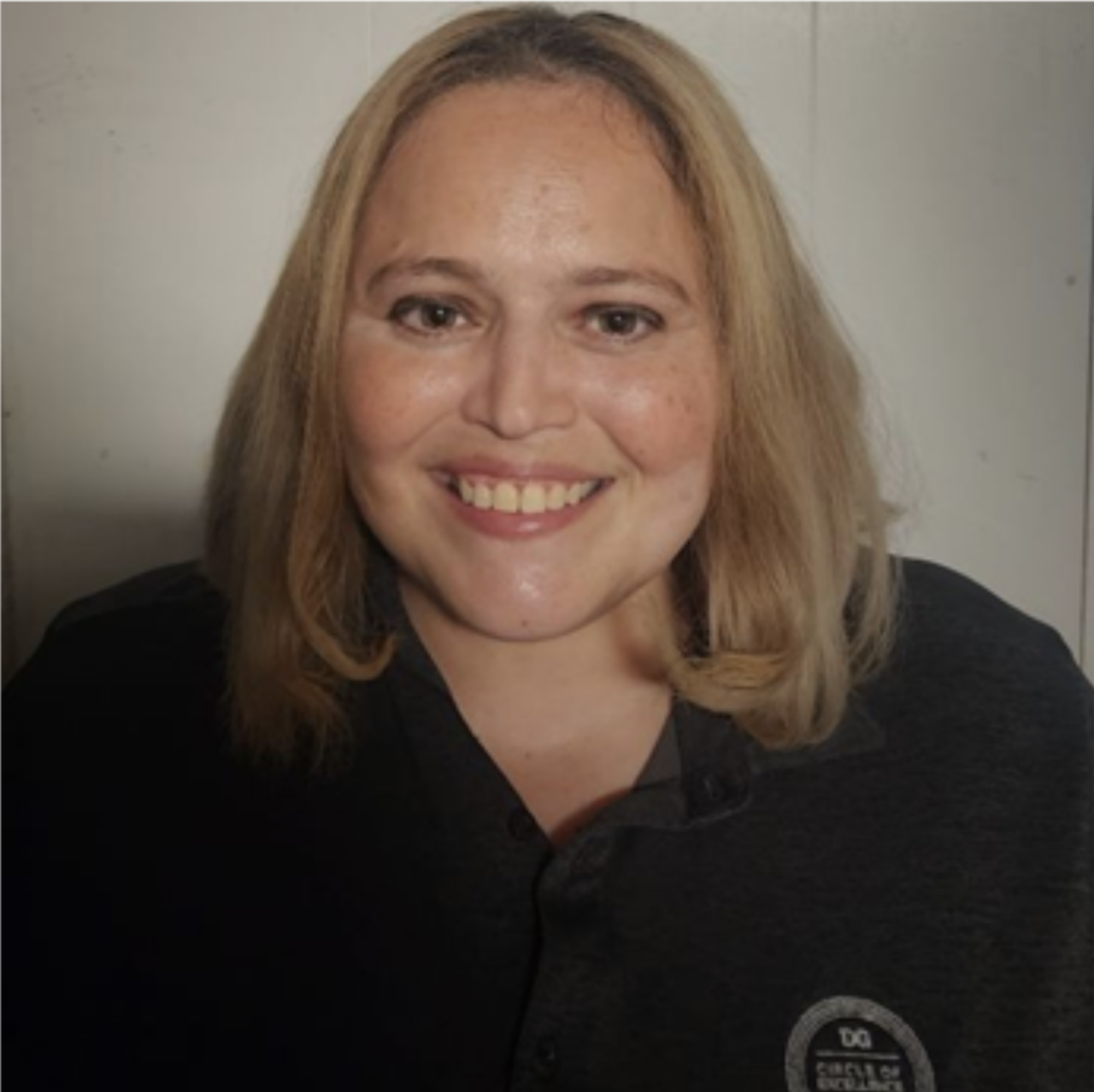 blonde woman smiling