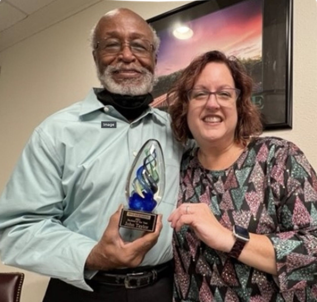 woman with a dark box