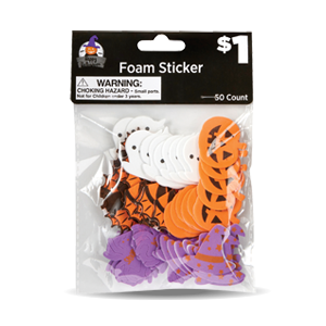 Halloween Sparkly Foam Stickers - Assorted, 50 ct