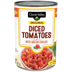 Clover Valley Diced Tomatoes with Green Chilies, 10 oz