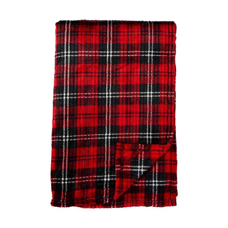 Comfort Bay Twin Size Super Soft Plaid Blanket - Assorted