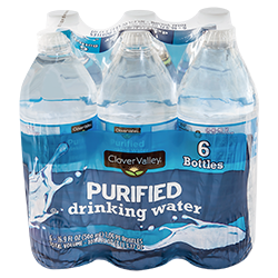 Clover Valley Purified Drinking Water 500 ML, 6 Ct.