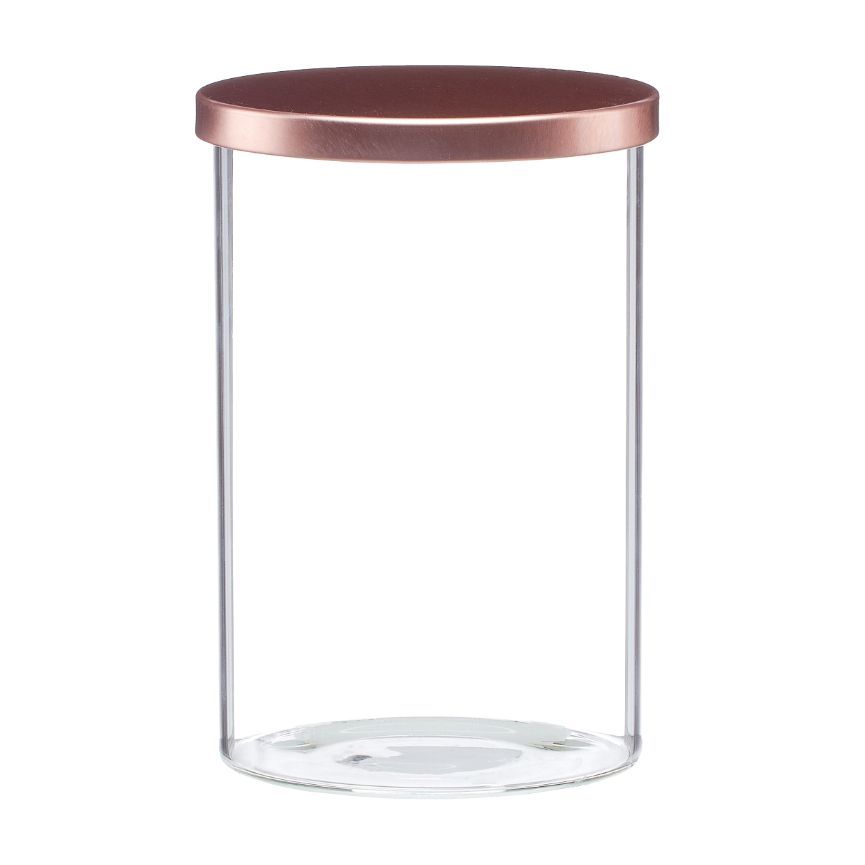 Rose Gold Lid Medium Glass Jar, 33.8 oz