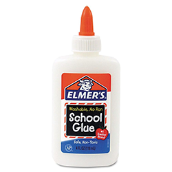 Elmer's School Glue is easy to use and stays where you put it. Safe, non-toxic and washable. Dries clear and holds strong. Use on clean dry surfaces such as paper, cloth, wood, or pottery.   Generations of school children have grown up with this #1 brand of school glue. Elmer’s School Glue is a washable, no-run glue that is easy to use and stays where you put it. It is safe, non-toxic and washable, so accidental messes mean easy clean-up!