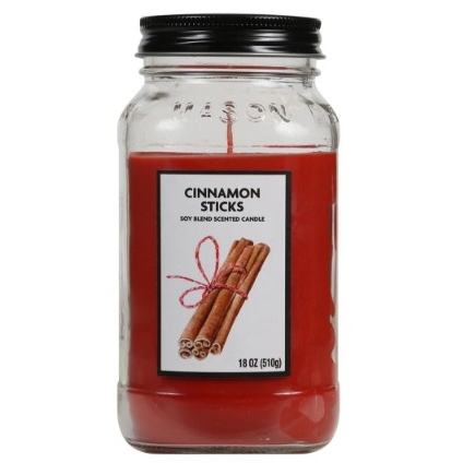Holiday Style Mason Jar Soy Blend Scented Candle - Cinnamon Sticks, 18 oz
