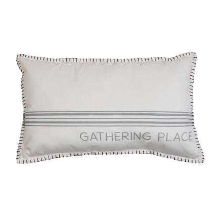 Grey Stripe Lumbar Throw Pillow - "Gathering Place"