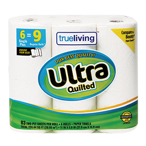 TrueLiving Ultra Quilted Paper Towels, 6 Rolls