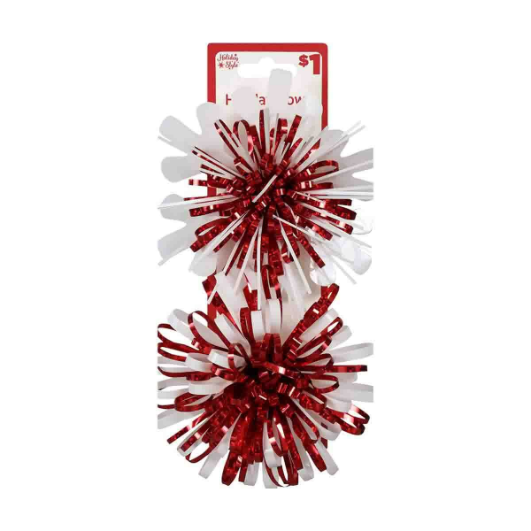 Holiday Style Tinsel Firecracker Bows - Assorted, 2 ct