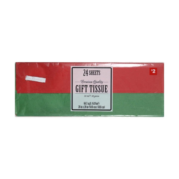 Red & Green Gift Tissue Paper - Assorted, 24 ct