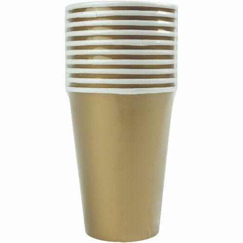321 Party! 12oz Gold Paper Cups, 10 ct