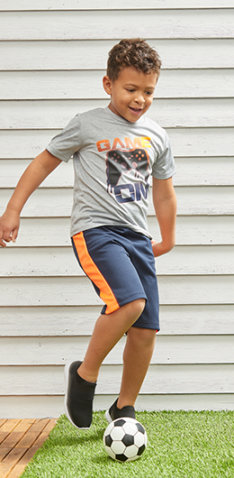 boys play clothes perfect for outdoor sports. easy to clean toddler and kid clothes at an affordable price.