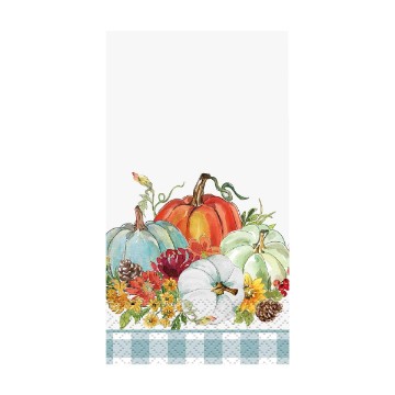 Blue Gingham Harvest Thanksgiving Paper Guest Towels, 16ct