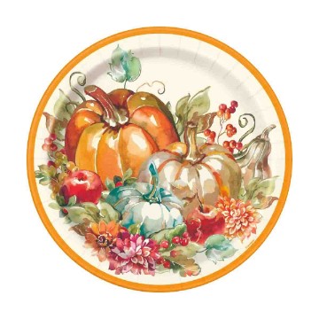9" Pastel Harvest Thanksgiving Party Plates, 8ct
