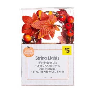 Perfect Harvest LED Leaf Garland String Lights - Assorted, 5 ft