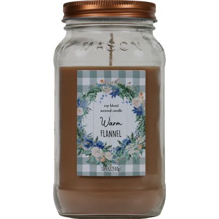 Mason Jar Soy Blend Scented Candle - Warm Flannel, 18 oz